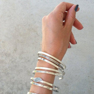 Ready To ship, Unisex Sterling men or women silver cuff bracelet Hammered finish bracelet, Size Large