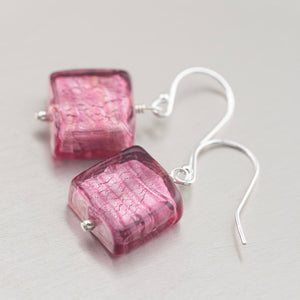 Ruby Murano Venetian glass earrings