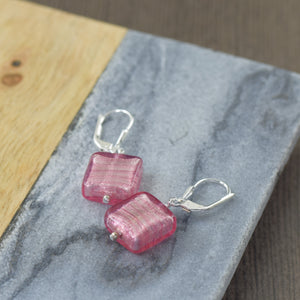 Ruby Murano Venetian glass earrings