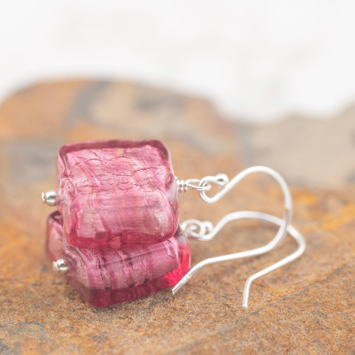 Ruby Murano Venetian glass earrings