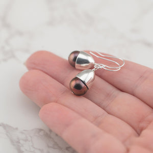 Rustic Brown freshwater pearl dangle earrings, Ready to ship gifts for her