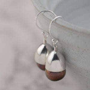 Rustic Brown freshwater pearl dangle earrings, Ready to ship gifts for her