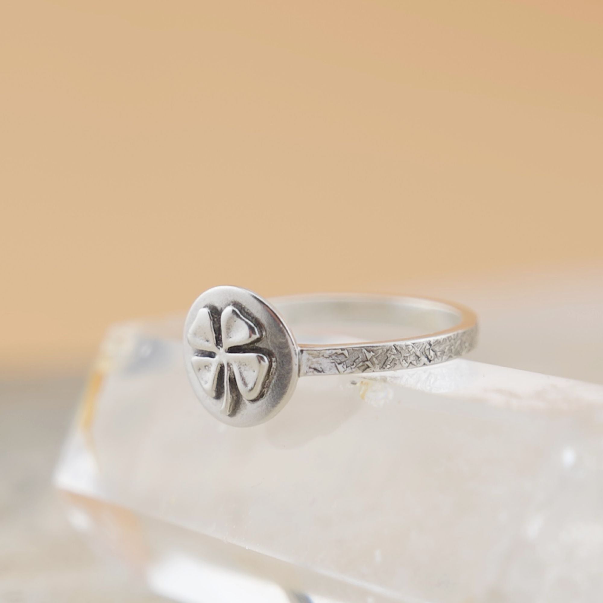 Silver four leaf Clover lucky ring, Size 7 - South Paw Studios ...