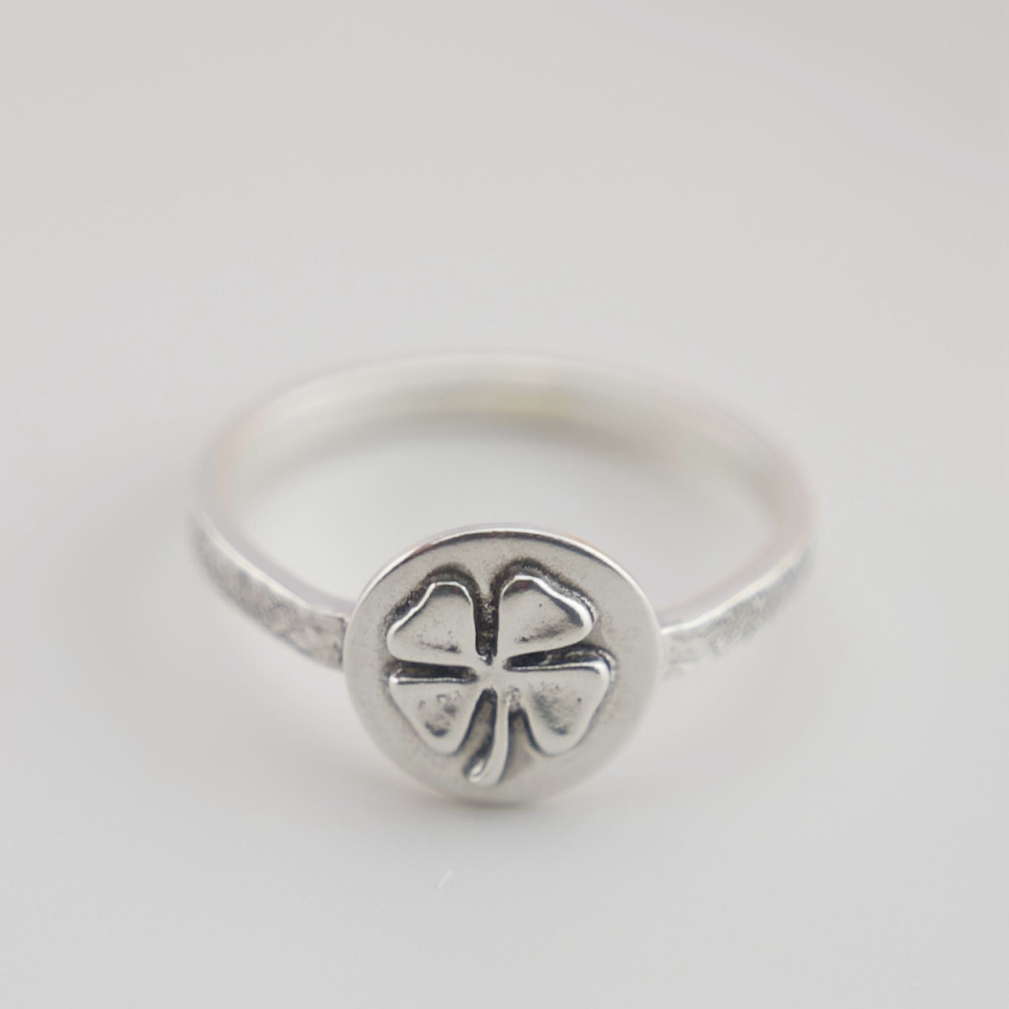 Silver four leaf Clover lucky ring, Size 7 - South Paw Studios ...