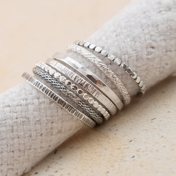 Silver stacking ring set, thin stackable 925 sterling silver dainty pi ...