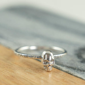 Skull sterling silver stacking ring