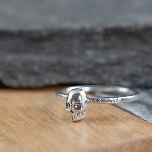 Skull sterling silver stacking ring