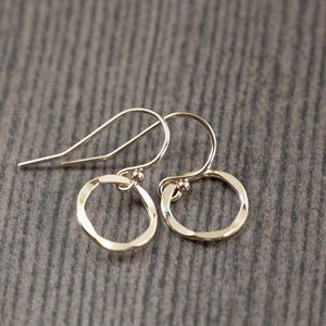 Small gold filled drop earrings with rippled design