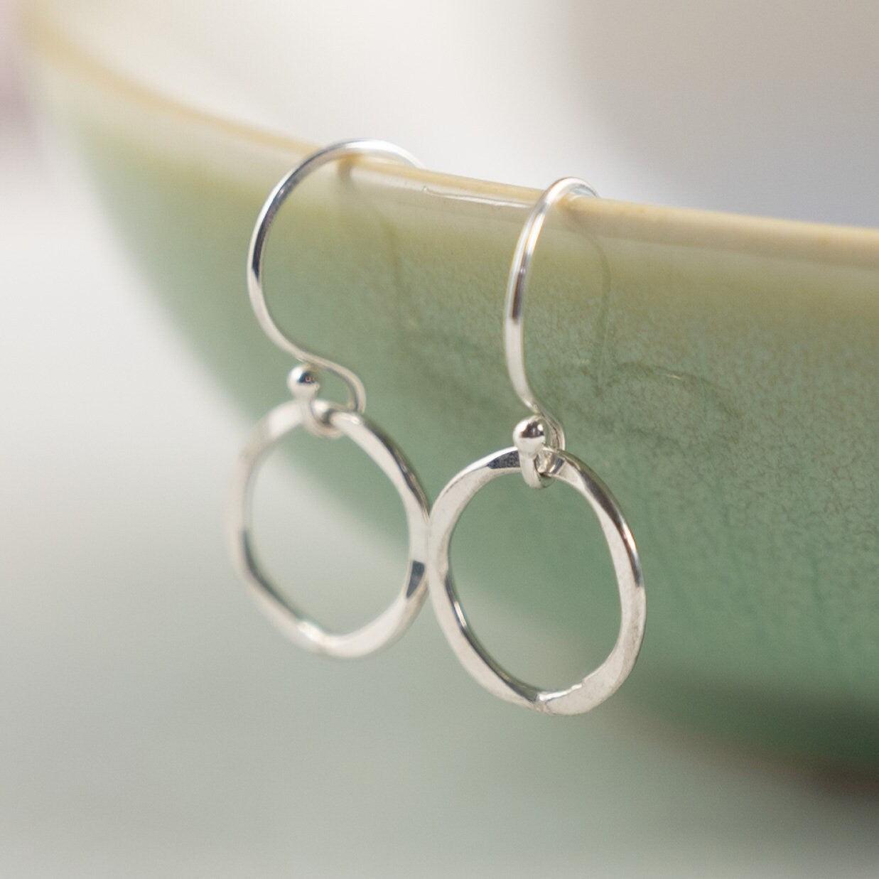 Small sterling silver earrings with rippled design