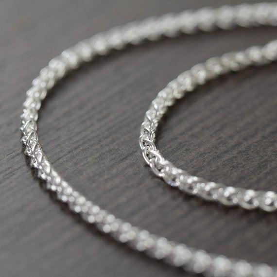 Sterling silver Italian Chain, 2mm Wheat design, Unisex chain