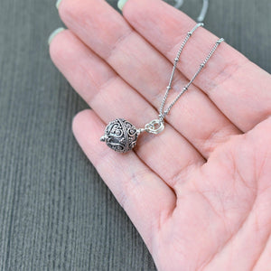 Sterling silver bali style pendant necklace on sterling silver chain, Gifts for her 16, 18 and 20 inch chains available