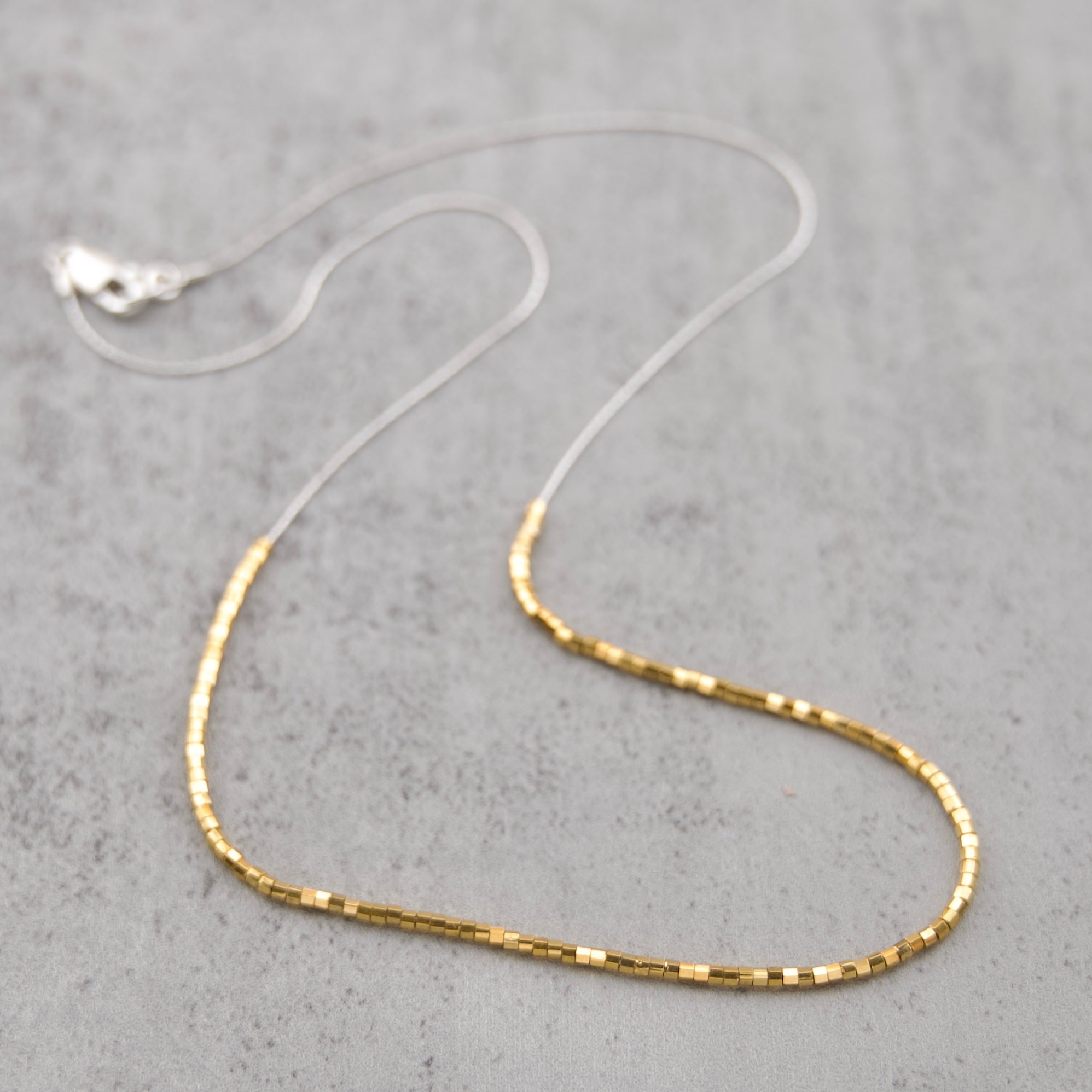 Sterling silver chain and sparkling 24k gold plated Japanese Glass