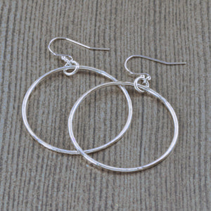 Sterling silver hammered textured Hoops