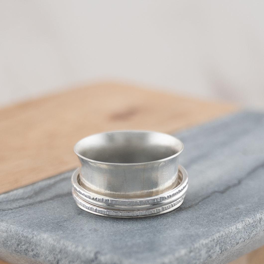 thumbnail image 2 of Sac Silver 9mm Heavy Cross Spinner Ring – Sterling Silver 925 Band For Men, Sizes 8-13 2 of 4