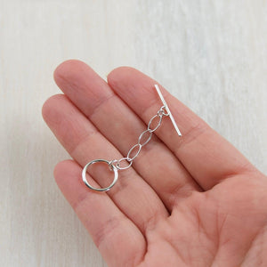 Sterling silver necklace extensions for toggle clasp in 2, 3 or 4 inches