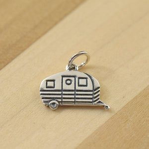 Tiny sterling silver camper charm