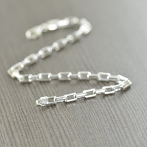 Unisex Sterling silver long box bracelet, Made in Italy