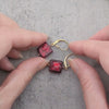 Gold Filled Garnet ret Murano glass earrings, Square shape dangle earrings, gifts for her