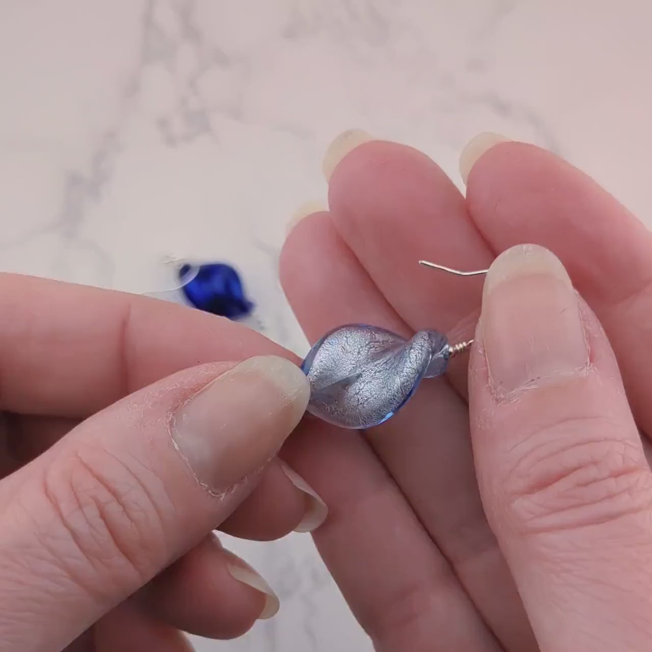 Blue Murano glass Twist design dangle earrings, gifts for her, 3 Colors, Pick One