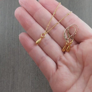 14K Gold vermeil teardrop necklace and earrings set, sold together or individually, gifts for her
