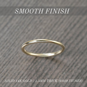 14K gold ring, 1.5mm thick 14K gold stacking band, simple minimalist wedding band