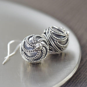 Crescent Moon earrings Sterling silver Bali earrings