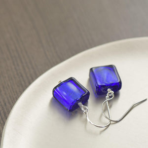 Electric Blue Murano glass dangle earrings