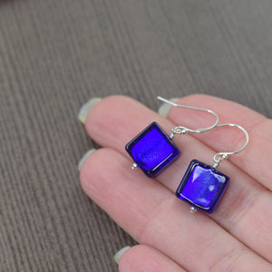 Electric Blue Murano glass dangle earrings