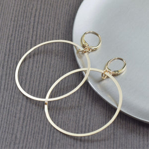 Large gold filled hoop earrings with gold filled 2 inch hoop dangles, gifts for her