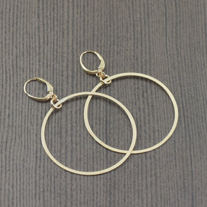 Large gold filled hoop earrings with gold filled 2 inch hoop dangles, gifts for her