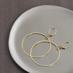 Large gold filled hoop earrings with gold filled 2 inch hoop dangles, gifts for her