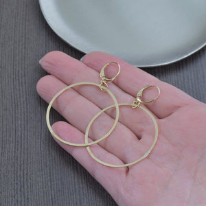 Large gold filled hoop earrings with gold filled 2 inch hoop dangles, gifts for her
