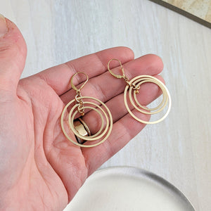Large gold filled triple hoop earrings