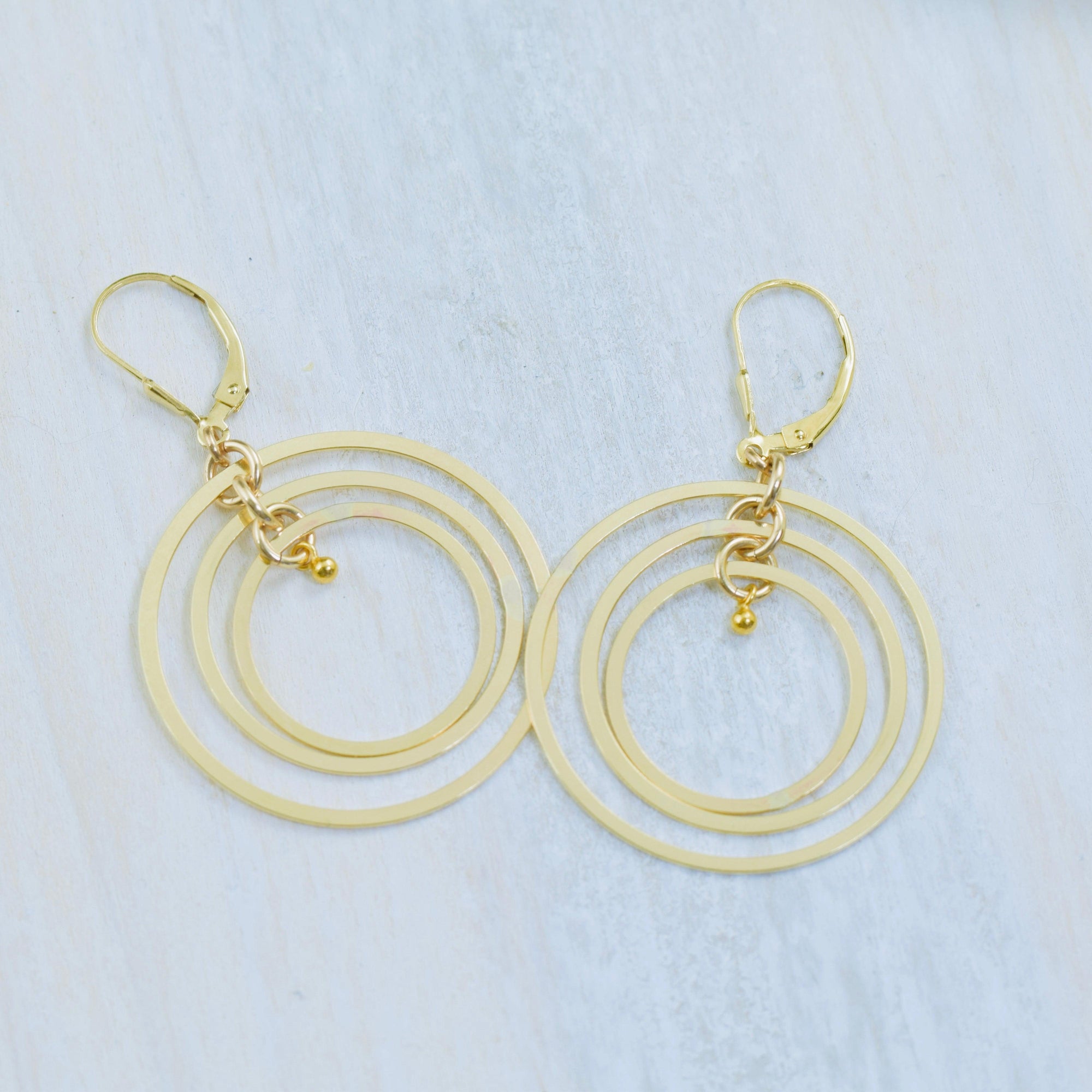 Large gold filled triple hoop earrings