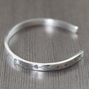 Leaf Sterling silver cuff bracelet featuring climbing vines gifts for her or him