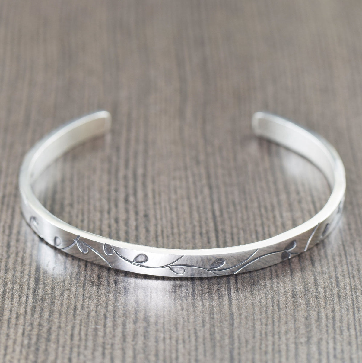 Leaf Sterling silver cuff bracelet featuring climbing vines gifts for her or him