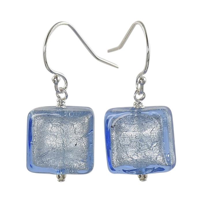Light Blue glass earrings, light blue Murano glass earrings