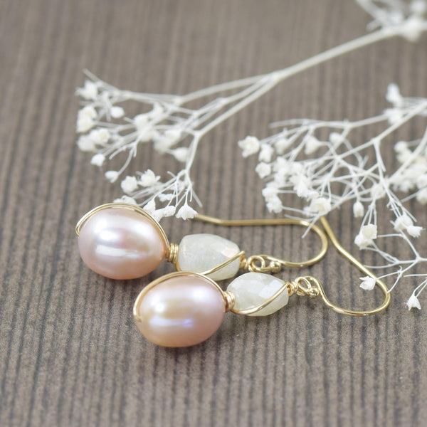 Cultured Freshwater Pink Pearl Earrings 14K Rose Gold Lever-back 11-11.5mm  - Amazon.com