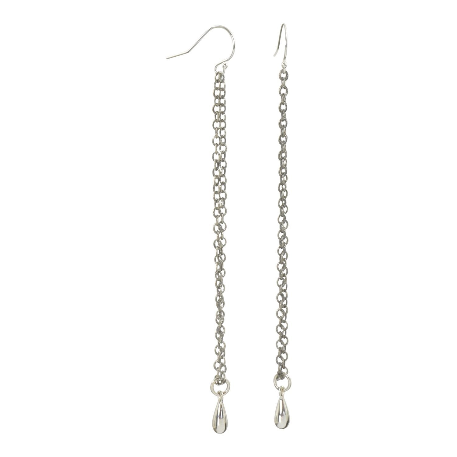 Long sterling silver teardrop earrings also available in Vermeil gold
