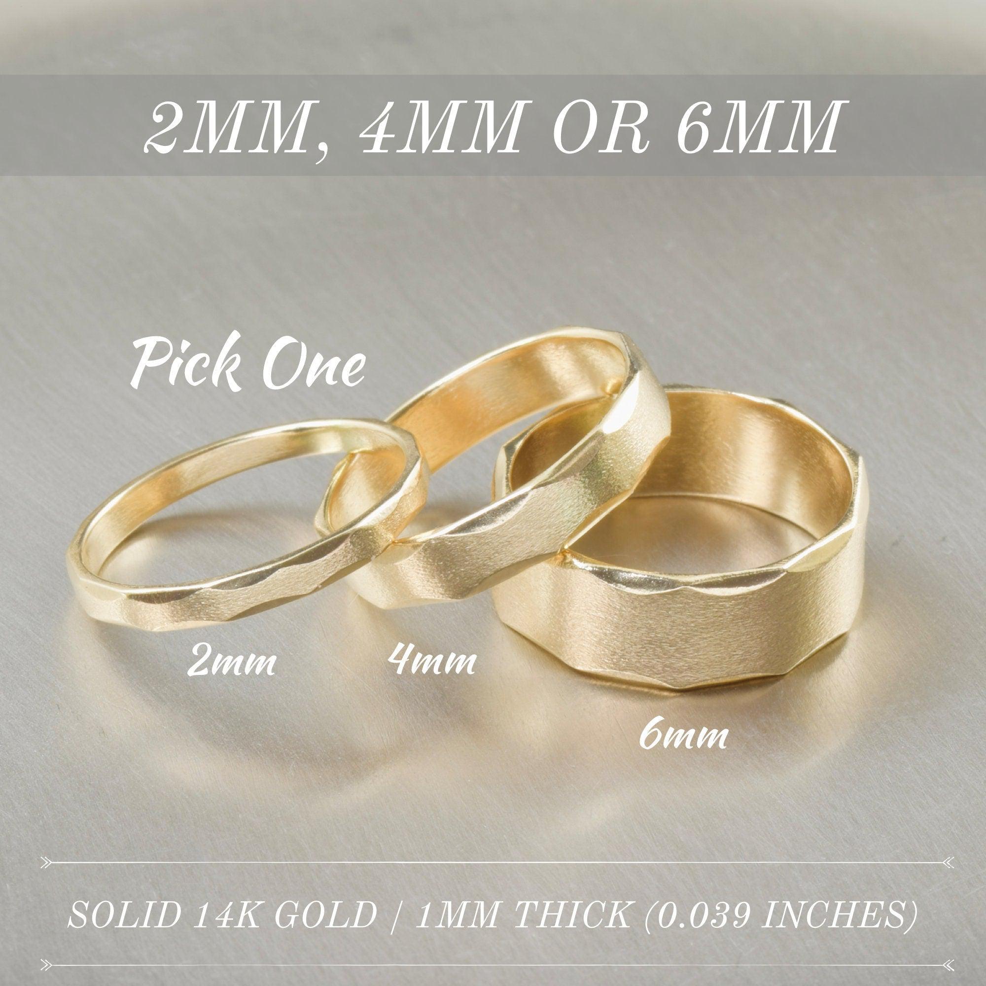 Matte 14K gold ring, Unisex Satin finish gold stacking ring, wedding band, Pick 1