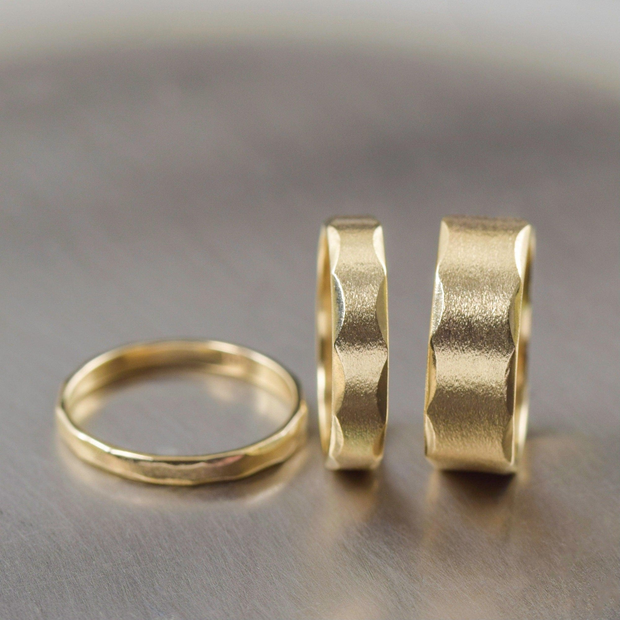 Matte 14K gold ring, Unisex Satin finish gold stacking ring, wedding band, Pick 1