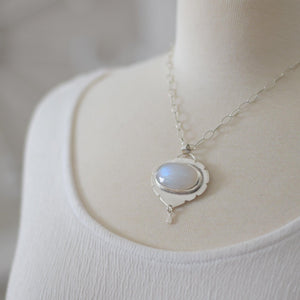 Moonstone sterling silver hand fabricated pendant necklace