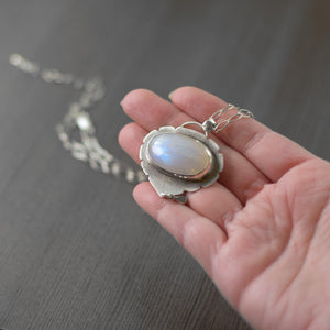 Moonstone sterling silver hand fabricated pendant necklace