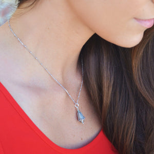 Prasiolite Green Amethyst bali style sterling silver pendant necklace on silver satellite chain
