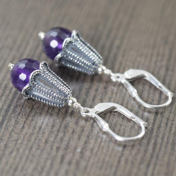 Purple Amethyst earrings for February birthstone