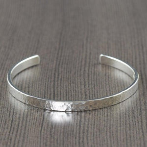 Ready To ship, Unisex Sterling men or women silver cuff bracelet Hammered finish bracelet, Size Large