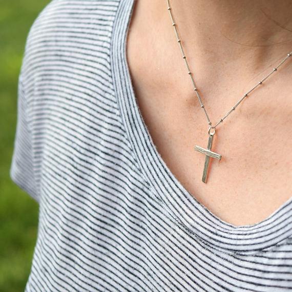 Sterling Silver Cross necklace, unisex jewelry
