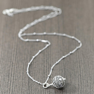Sterling silver bali style pendant necklace on sterling silver chain, Gifts for her 16, 18 and 20 inch chains available