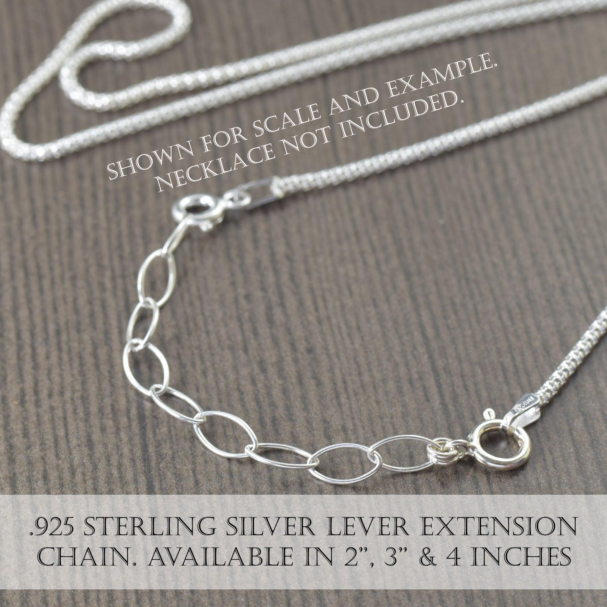 Sterling silver necklace extender for lever clasp in 2 - 4 inches