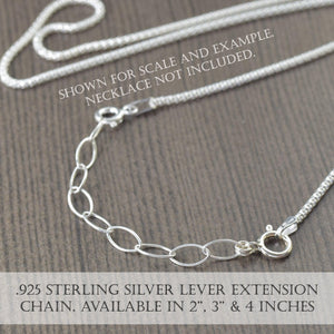 Sterling silver necklace extender for lever clasp in 2 - 4 inches